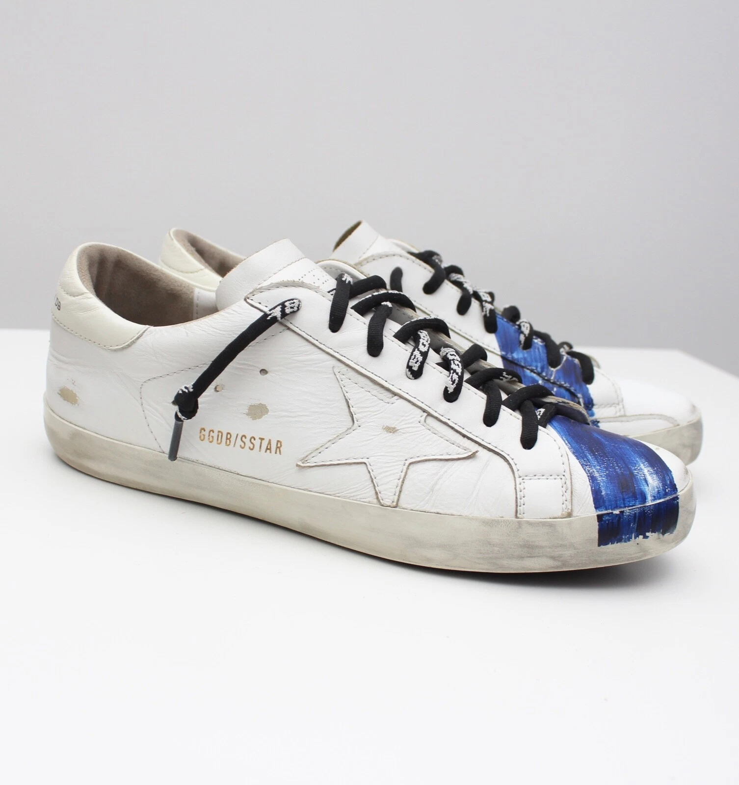 GOLDEN GOOSE Sneakers basse uomo GOL GOOSE GGDB SUPERSTAR in pelle verniciate a righe 43 US10