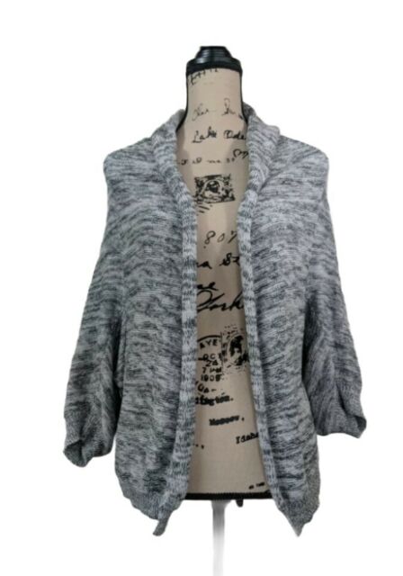 Zara Knit Cardigan Open Front Silver Metallic Gray Sweater Size M ...