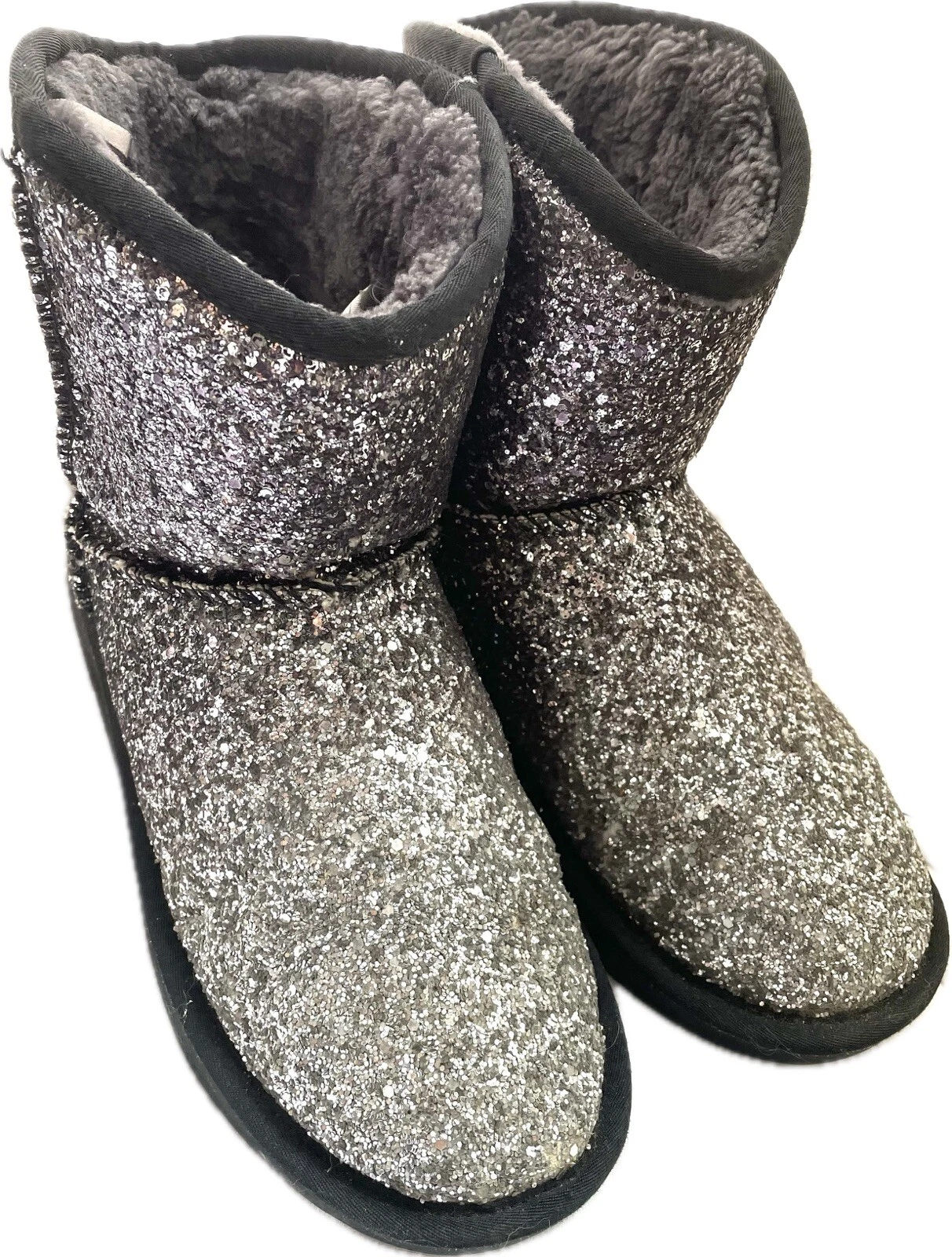 Stivali in pelle scintillanti Ugg neri argento glitter S EU39 UK6 US8 AU8