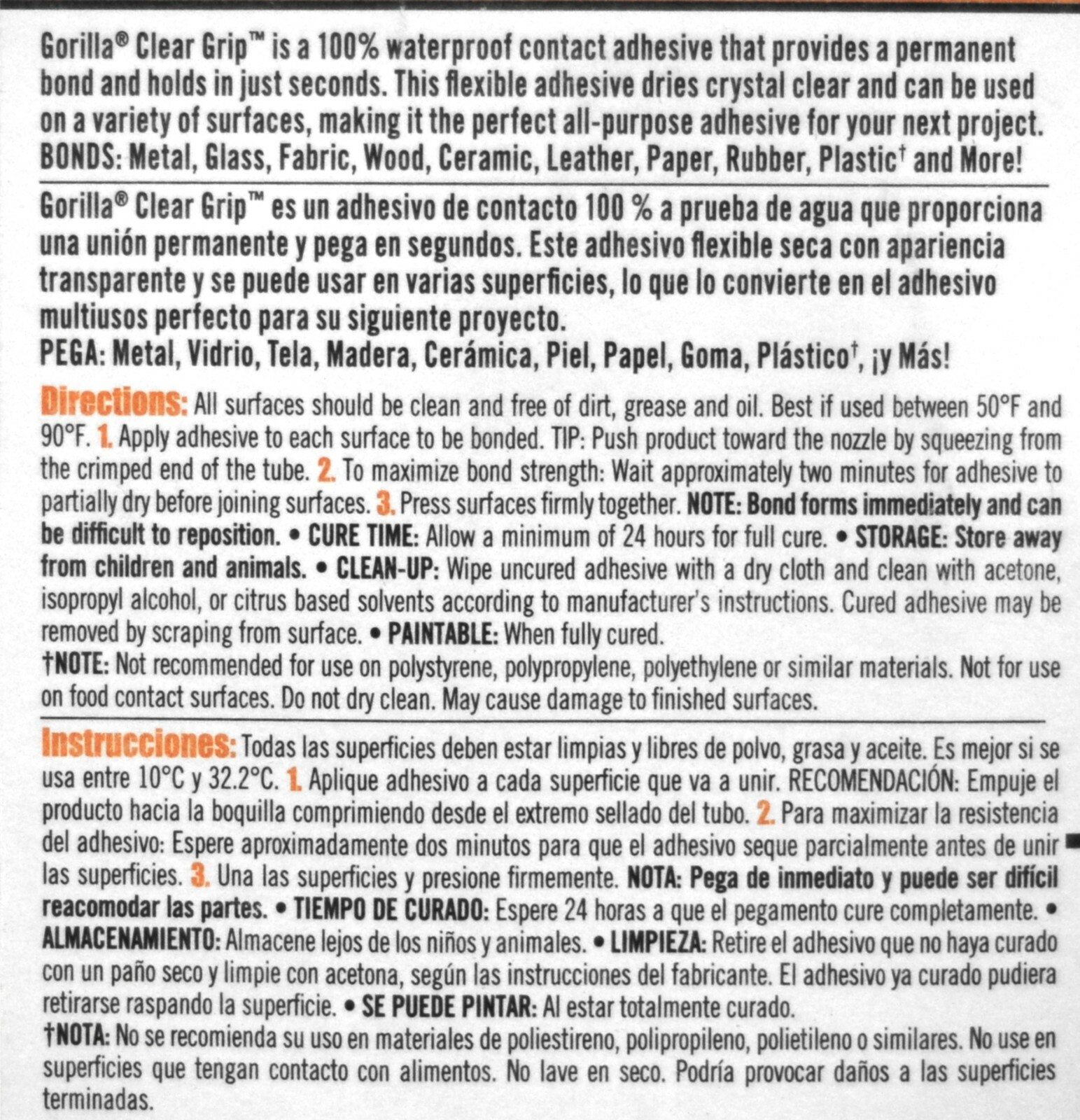 Gorilla Glue Clear Grip Contact Adhesive eBay