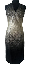 David Meister Silver Foil Lace Dress Size 10