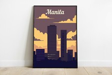 Manila travel poster, Manila retro trave print, Philippines vintage travel print