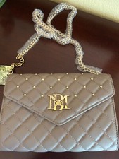 Badgley Mischka Purse Quilt Stud Gold Crossbody Handbag NWT Taupe MSRP 129.