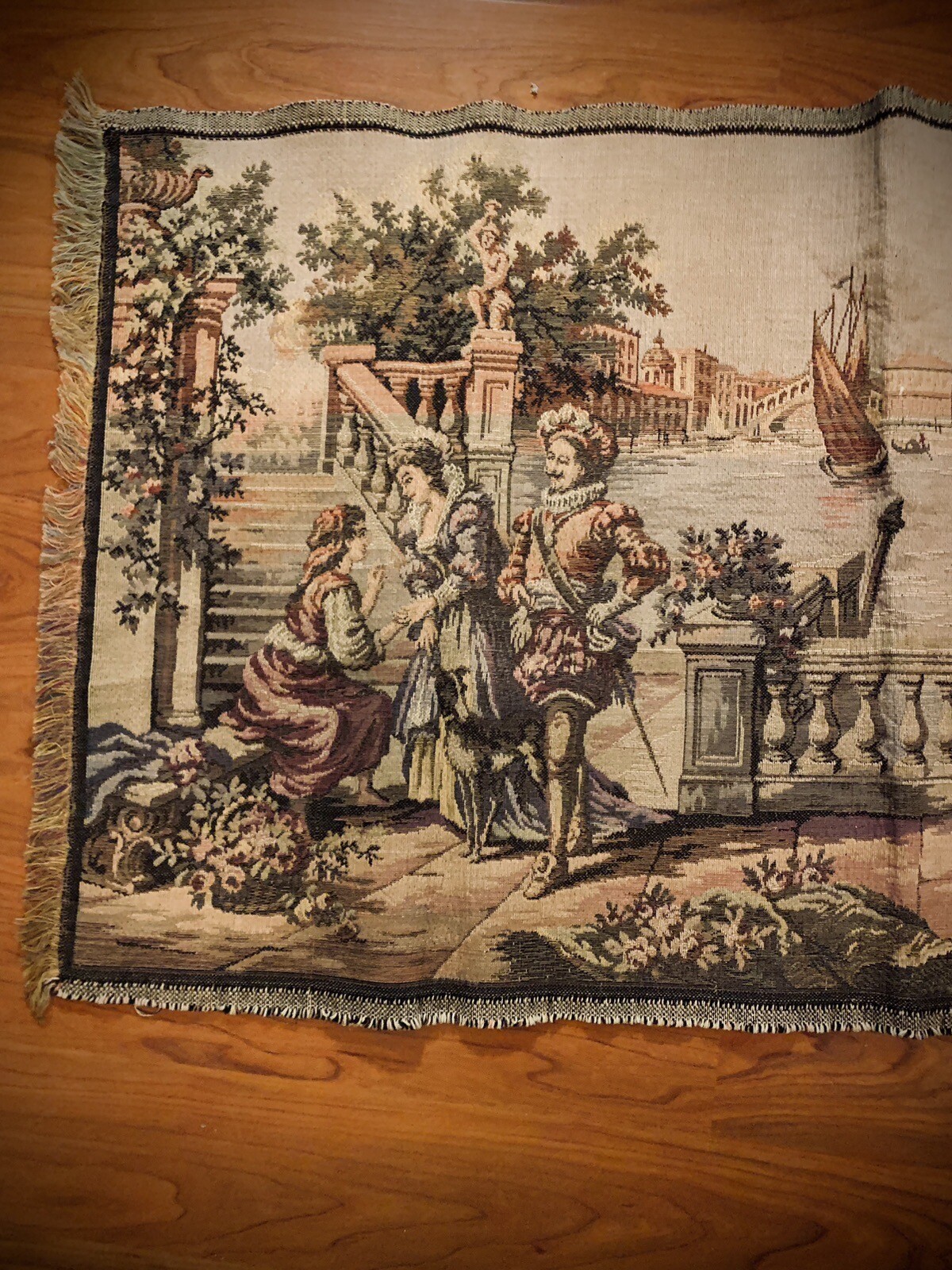 Antique ? European Tapestry Made In Italy Venice Canal Scene Elegant