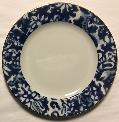 RALPH LAUREN ROUND HILL BREAD OR DESSERT PLATE BLUE ON BRIGHT WHITE PORTUGAL 7''