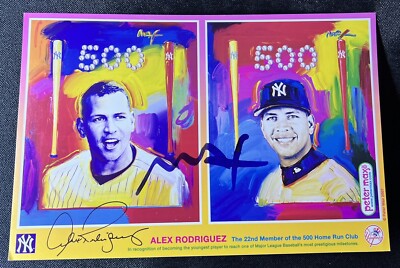 PETER MAX Signed/Autographed 2007 Alex Rodriquez 500th HR Yankees Promo Card COA