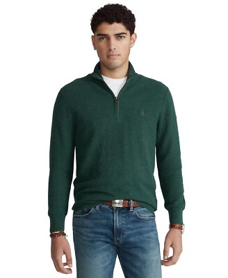 New Polo Ralph Lauren Men's Textured Quarter-Zip Sweater S Hemlock ...