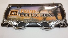 3 D Scorpion Chrome Black Metal Auto Car License Plate Frame Lpf-7490