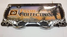 3 D SCORPION CHROME BLACK METAL AUTO CAR  LICENSE PLATE FRAME  LPF-7490