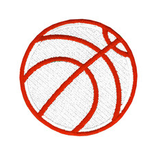 Basketball White  Red Iron On Embroidered Patch