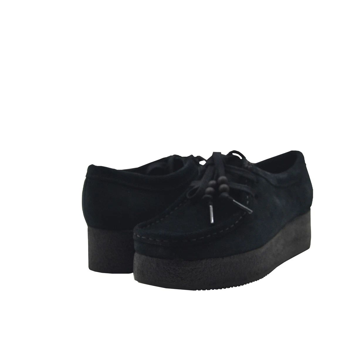 Women's Shoes Clarks WALLACRAFT BEE Platform Moccasins 73497 BLACK SUEDE