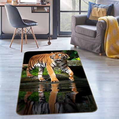 3D River Animal Tiger ZHUA3405 Game Non Slip Rug Mat Photo Carpet Amy