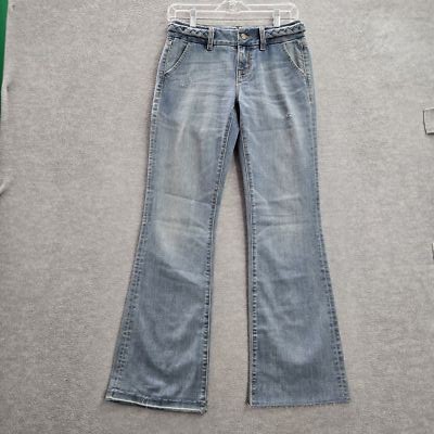 Miss Me Women Jeans 26 Light Blue Denim Embroidery Wide Leg READ