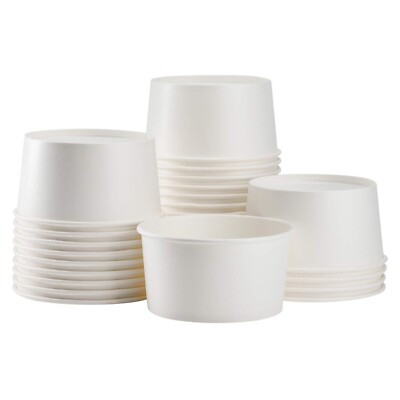 Karat C-KDP24W, 24 Oz White Paper Cold and Hot Food Container, 600/Cs
