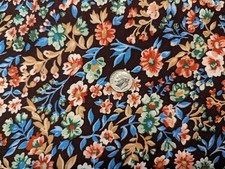 3 Continuous Yards Vintage Marcus Brothers Floral Cotton Fabric