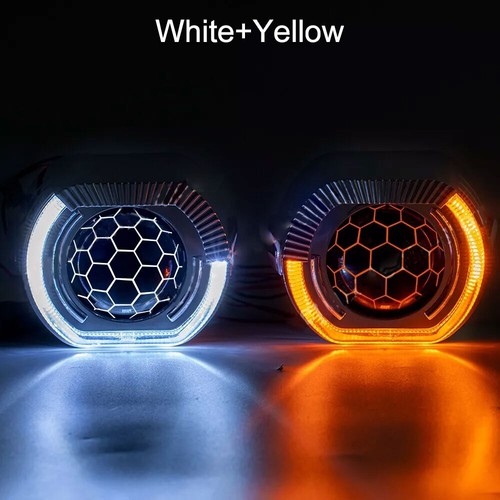 2.5inch Honeycomb Bi Xenon Projector Lens RGB Angel Eyes Turn Signal Headlight - Picture 12 of 15