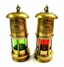 Lot de 2 lampes mineures en laiton ancienne lanterne bateau nautique lampe ba...