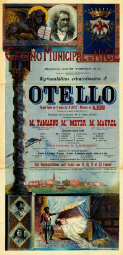 OPéRA OTHELLO NICE 1891 Rizo-POSTER LITHOGRAPHIQUE 70x140cm d'1 AFFICHE VINTAGE - Bild 1 von 1
