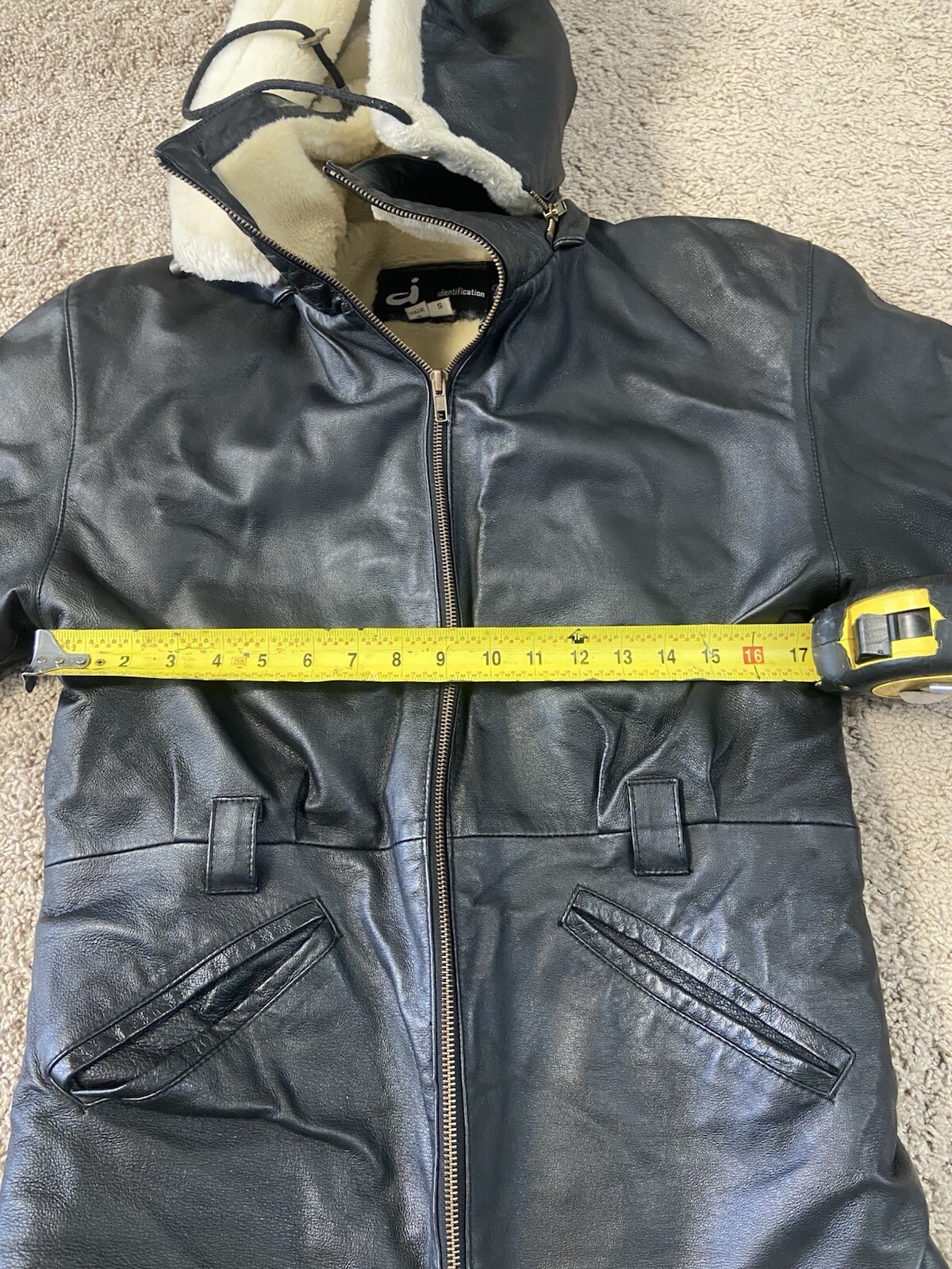 Identification leather jacket fur lining detachab… - image 7