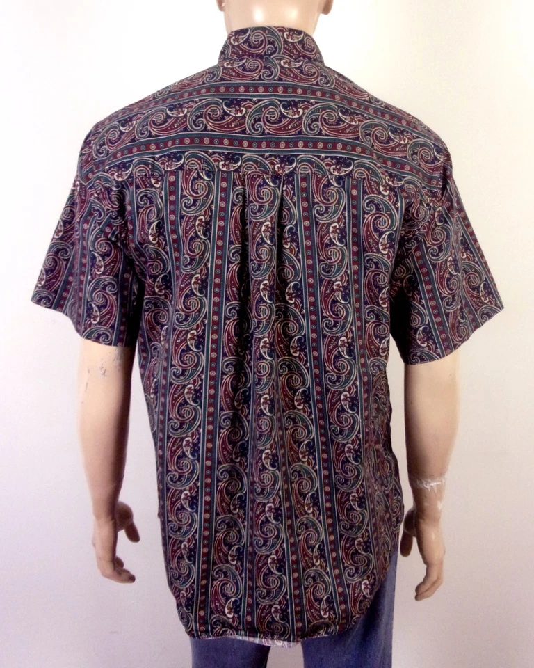 Camisa vintage años 90 Roundtree & Yorke retro audaz tema cachemir OCBD salón SS talla M Foto 3 de 4