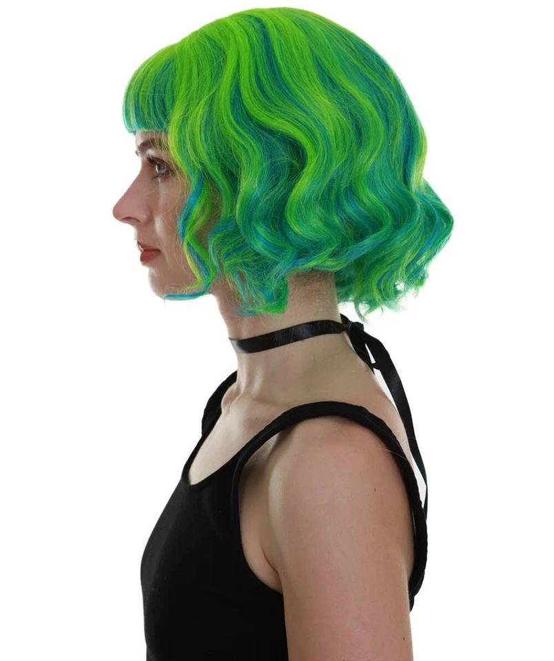 Peluca para mujer color verde ondulada hasta los hombros de moda rayo de luz HW-6731 Foto 3 de 4