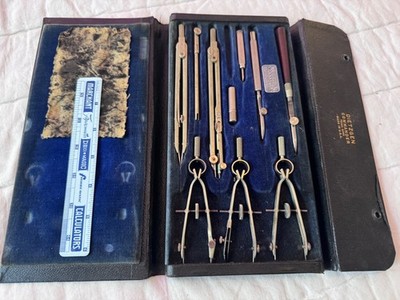 Vintage Dietzgen Commander Drafting Set USA Compass Engineer Tools w/ Case