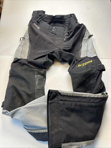Klim Men's Badland Motocycle Pant Size 32 Gray and Black Has a Rip on Left Leg