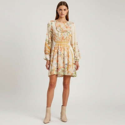 Class by Roberto Cavalli Beige Multicolor Printed Crepe Mini Dress M