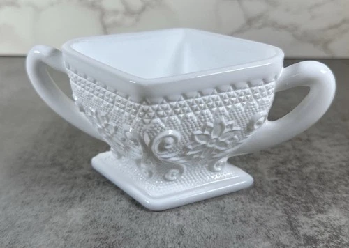 Vintage Indiana Glass Tiara Milk Glass Sugar Bowl With Handles