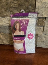 Just My Size 4 Pack Comfort Nylon Briefs Size 10 (18/20) White New 2011