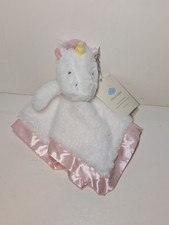 Cloud Island Unicorn Satin Plush Lovey Blankie Security Blanket White Pink NEW