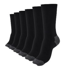 Work Socks for Men - Crew Length Mid Calf Cushioned Socks, 6-12, Black