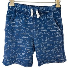 Carter s Kid Boy s Pull On French Terry Shark Print Blue Shorts Size 4/5