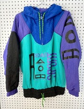 Vintage Adidas Hooded 1/4 Zip Pullover * Multicolor * Energy Feeling For Sports