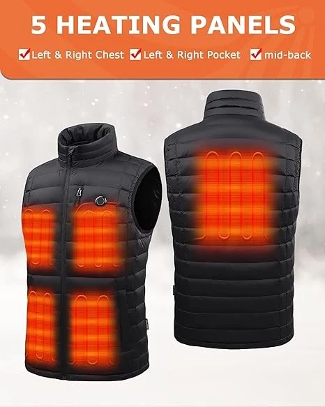 VENUSTAS MEN'S HEATED PUFFER VEST ULTRA-COMPACT 4800MAH BATTERY PACK S - BLACK