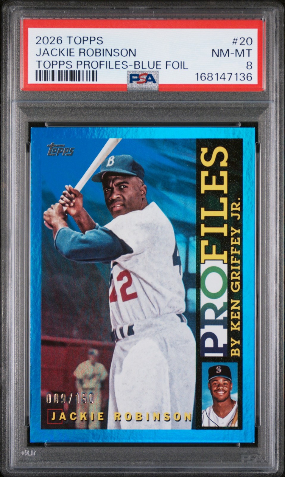 2026 TOPPS TOPPS PROFILES BLUE FOIL #20 JACKIE ROBINSON 9/150 PSA 8