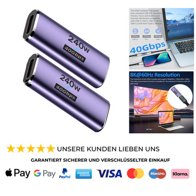 240W USB C Kupplung Buchse auf Buchse 2 Stück, 40Gbps Coupler, USB 4 Type C