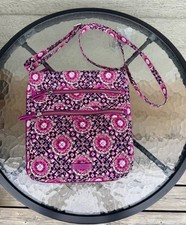 Vera Bradley Iconic Triple Zip Hipster Crossbody Bag in Raspberry Medallion