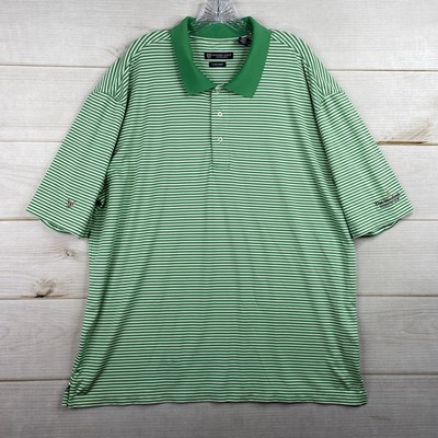 Oxford Golf Super Dry Polo Shirt Men XXL Green Coolmax Moisture Wicking Striped