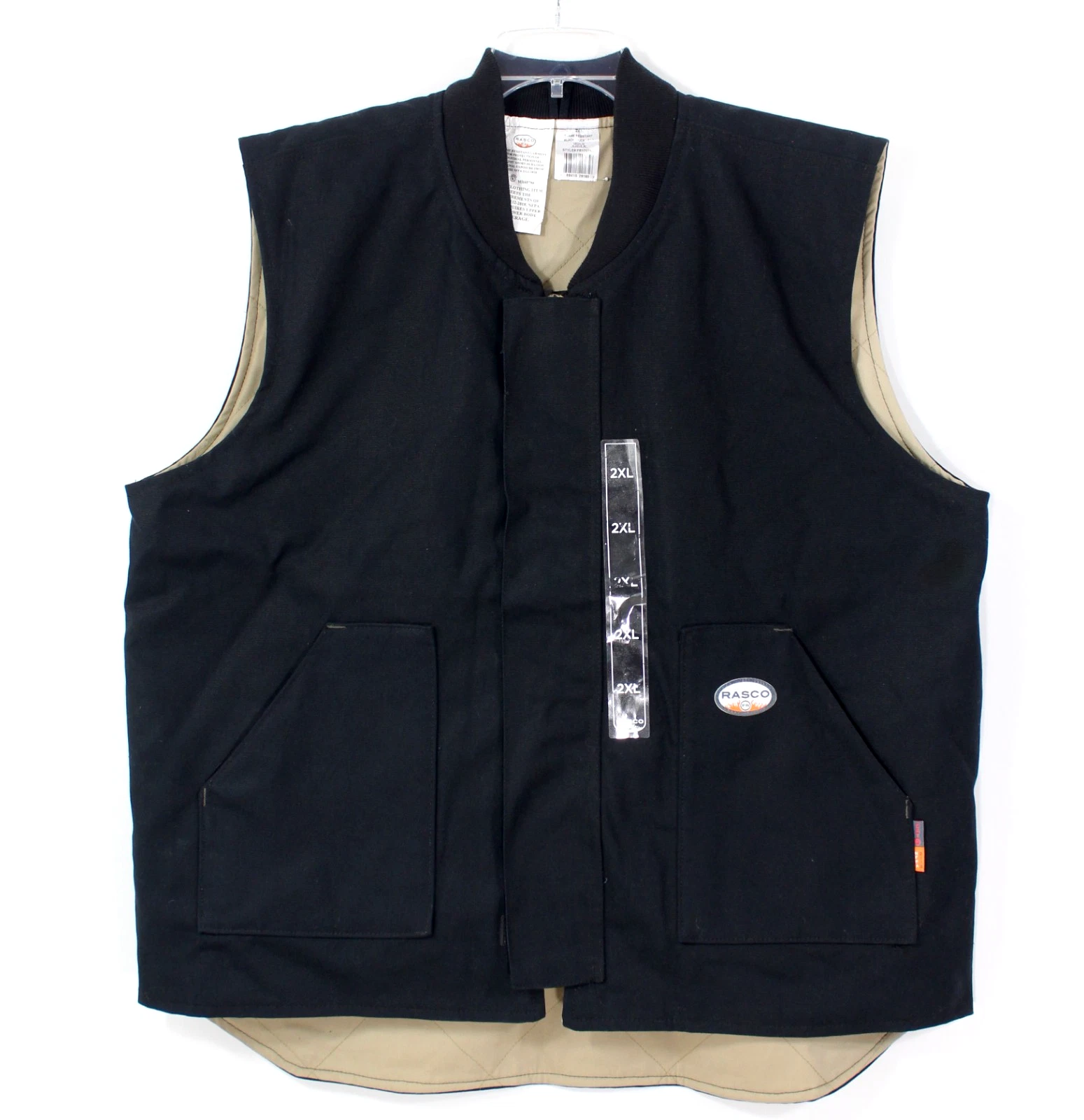 Rasco FR Mens 2XL Insulated Duck Work Vest Black CAT 3 Flame Resistant NWOT - product detail image 1