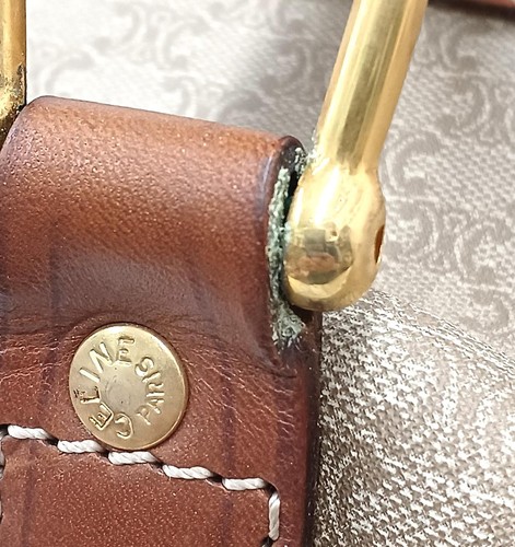 Borsa CELINE Macadam Tela Boston Viaggio PVC Pelle Marrone Oro Donna Italia - Foto 21 di 24