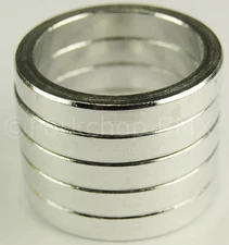 Bicycle BMX or MTB headset spacers for 1 1/8" threadless (SET of 5) 5mm - SILVER