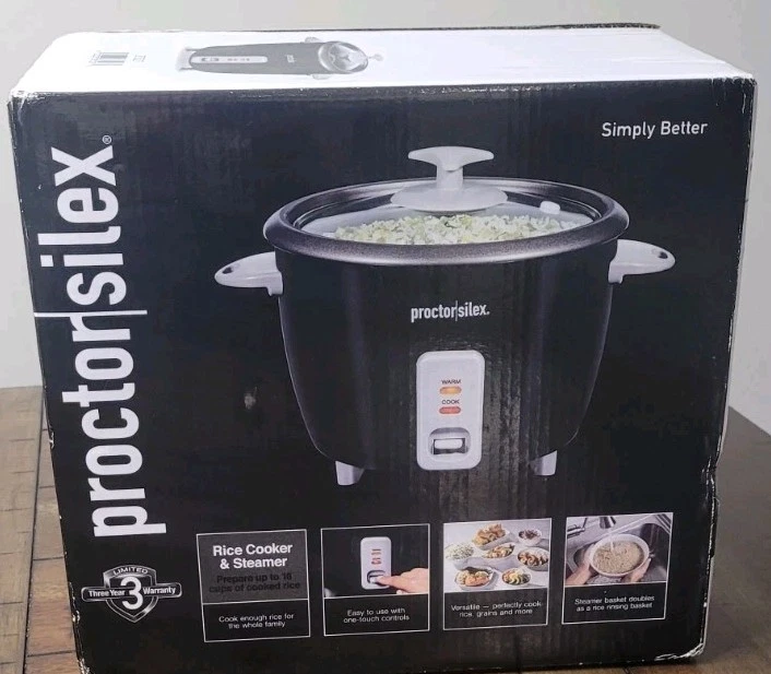 Proctor Silex 16-Cup Rice Cooker & Food Steamer Black NEW