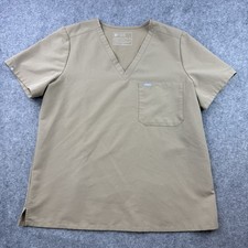 FIGS Scrub Top Womens XL Beige Catarina One Pocket V-Neck Technical W1000