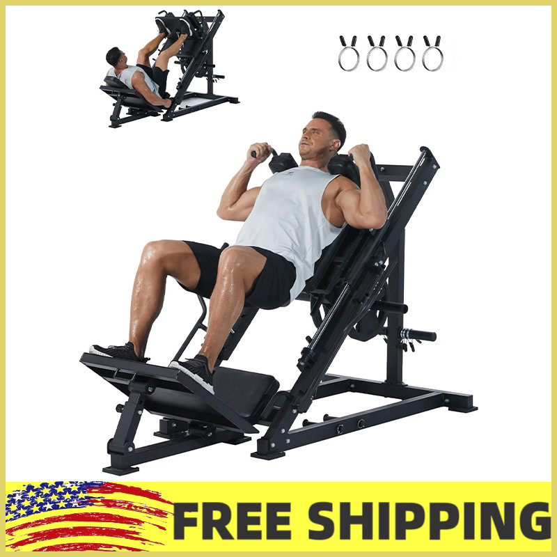 2-in-1 Leg Press Hack Squat Machine Combo for Home Gym,Linear Bearing,Body Worko