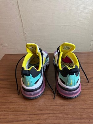 Nike Air Max 270 React White Purple Yellow Teal Black Multi Color Sneakers 9.5US