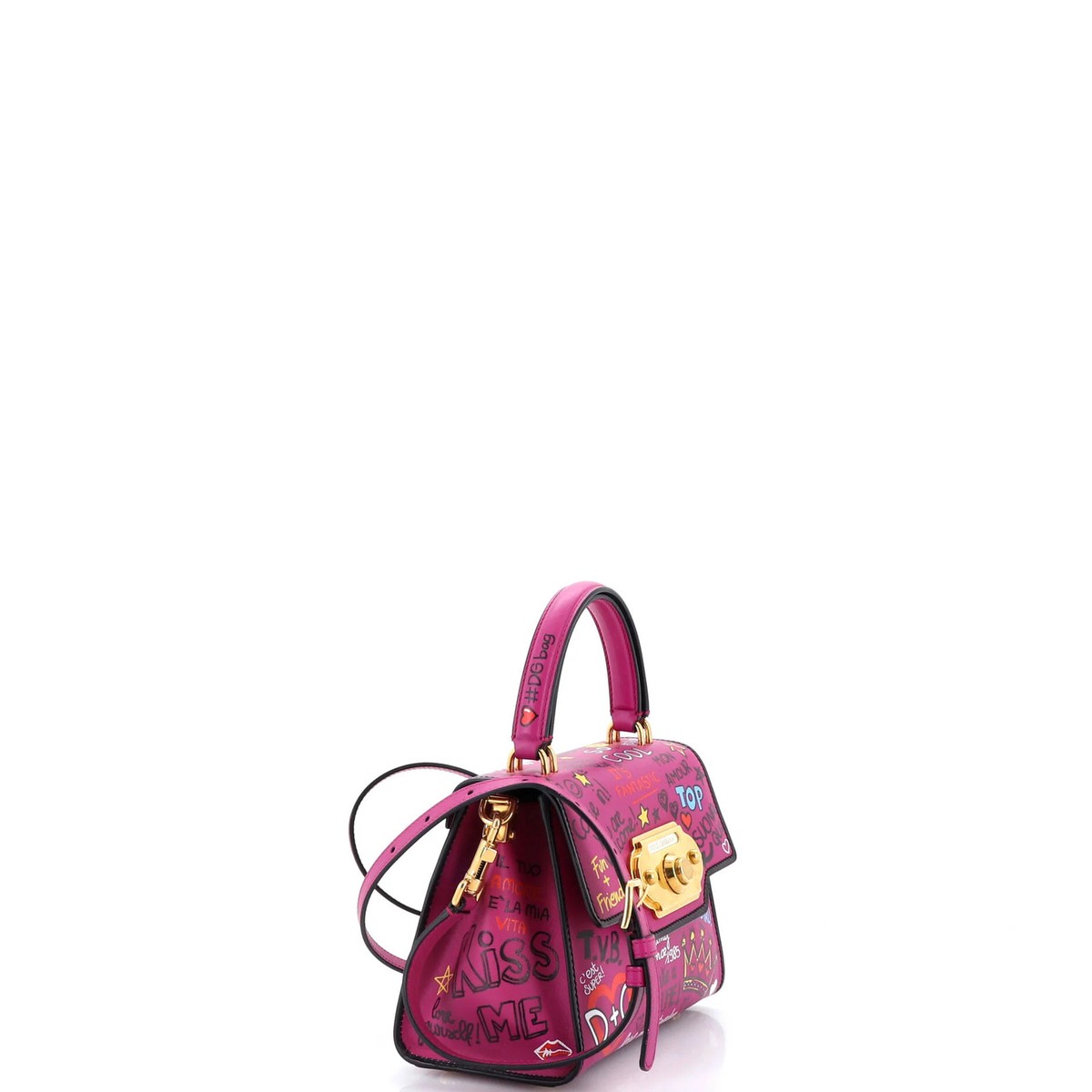 Dolce & Gabbana Welcome Top Handle Bag Printed Leather Mini | eBay