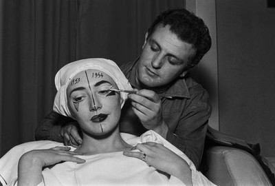 Jean d'Estrees does makeup a young woman his beauty salon Paris Ja- Old Photo 6