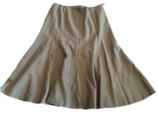 Ralph Lauren Fit  Flare Trumpet Skirt Wool Army Green Side Zip sz 10 Vtg