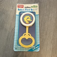 Vintage Sesame Street Baby Rattle Teether Big Bird Made In USA Playskool BabyNEW